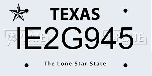 IE2G945 Texas License Plate