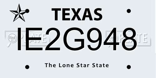 IE2G948 Texas License Plate