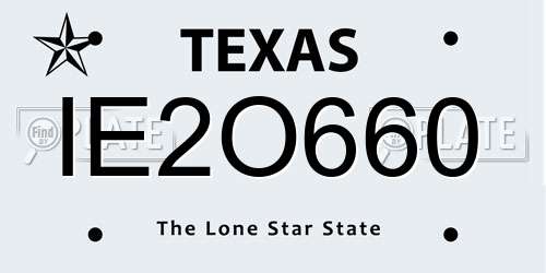 IE2O660 Texas License Plate