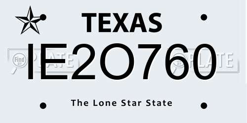 IE2O760 Texas License Plate