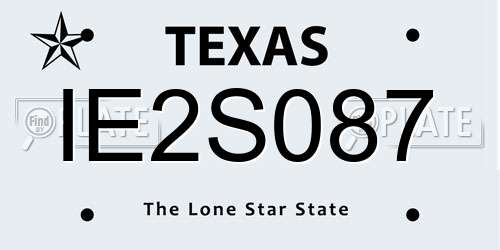 IE2S087 Texas License Plate