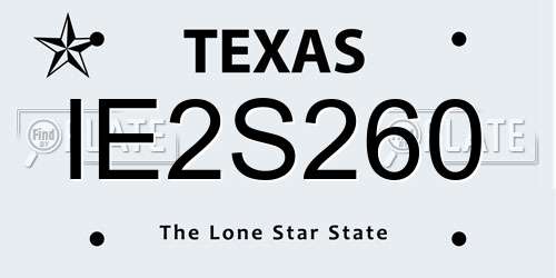 IE2S260 Texas License Plate