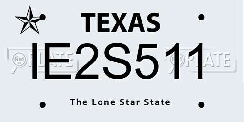 IE2S511 Texas License Plate