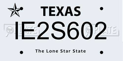 IE2S602 Texas License Plate