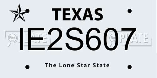 IE2S607 Texas License Plate