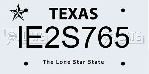 IE2S765 Texas License Plate