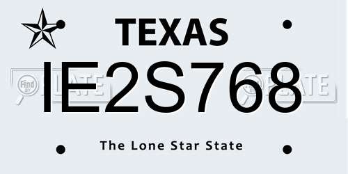 IE2S768 Texas License Plate