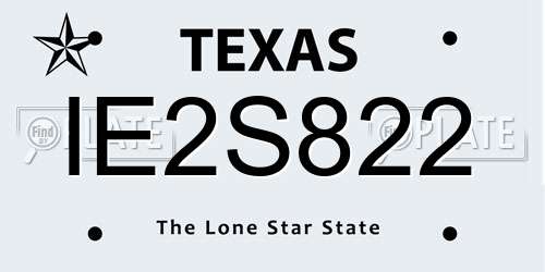 IE2S822 Texas License Plate
