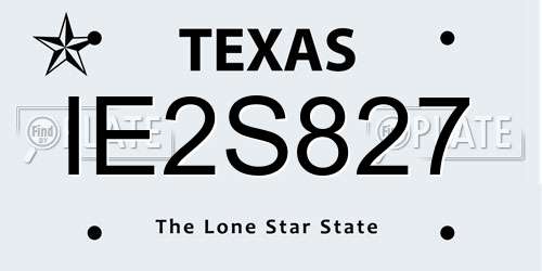 IE2S827 Texas License Plate