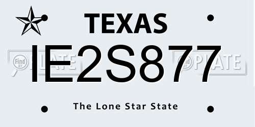 IE2S877 Texas License Plate