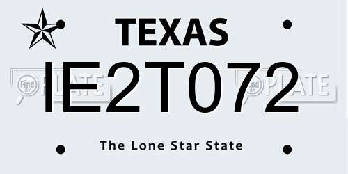 IE2T072 Texas License Plate