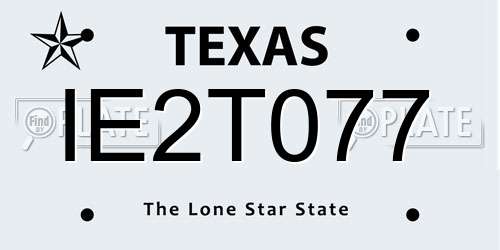 IE2T077 Texas License Plate