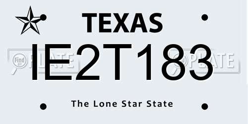 IE2T183 Texas License Plate