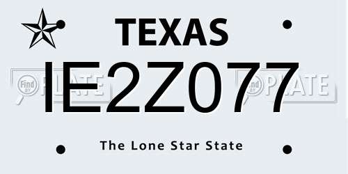 IE2Z077 Texas License Plate