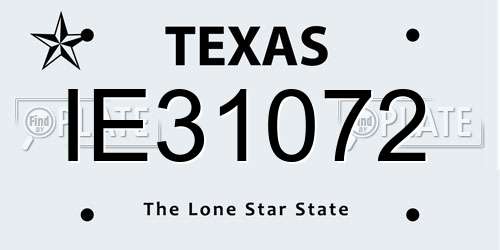 IE31072 Texas License Plate