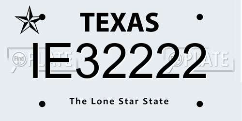 IE32222 Texas License Plate