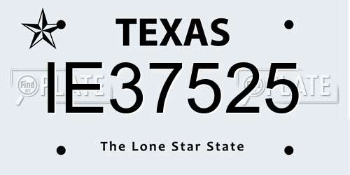 IE37525 Texas License Plate