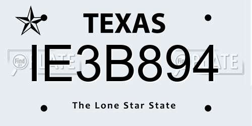 IE3B894 Texas License Plate