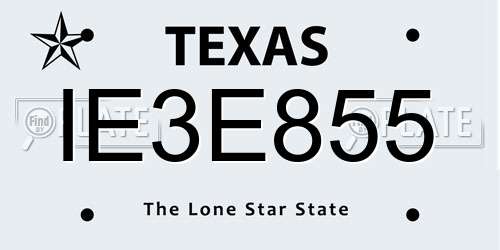 IE3E855 Texas License Plate