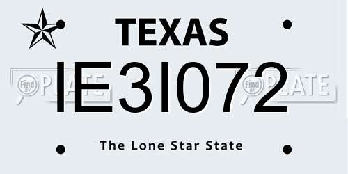 IE3I072 Texas License Plate