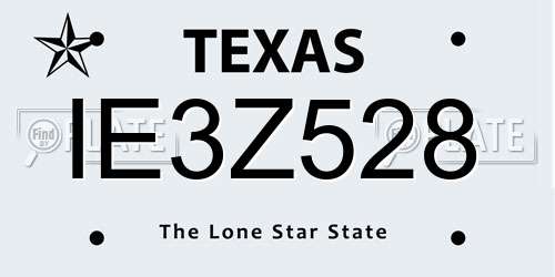 IE3Z528 Texas License Plate