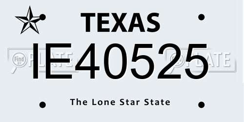 IE40525 Texas License Plate