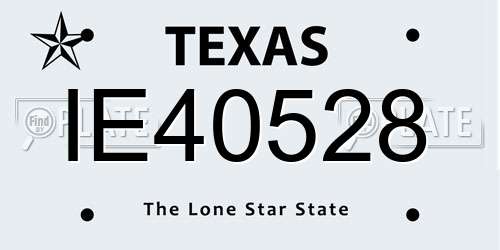 IE40528 Texas License Plate