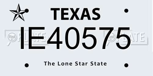 IE40575 Texas License Plate
