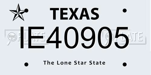 IE40905 Texas License Plate