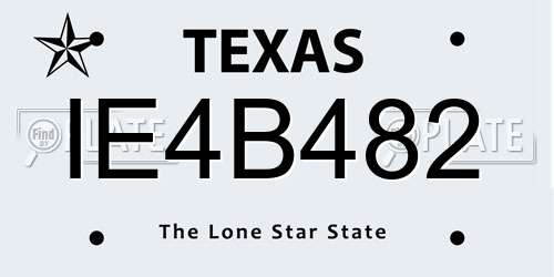 IE4B482 Texas License Plate