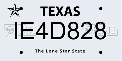 IE4D828 Texas License Plate
