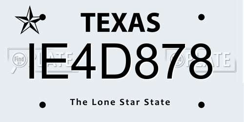 IE4D878 Texas License Plate