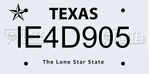IE4D905 Texas License Plate