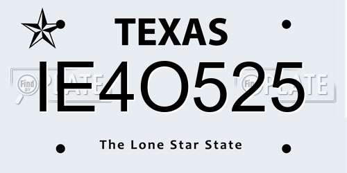 IE4O525 Texas License Plate