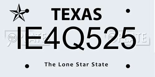 IE4Q525 Texas License Plate