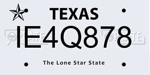 IE4Q878 Texas License Plate