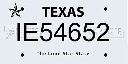 IE54652 Texas License Plate