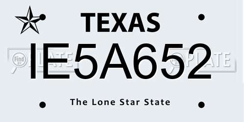 IE5A652 Texas License Plate