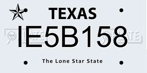 IE5B158 Texas License Plate