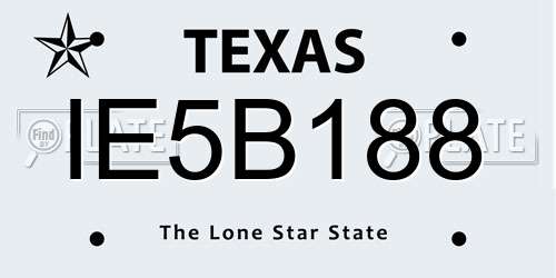 IE5B188 Texas License Plate