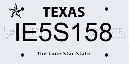 IE5S158 Texas License Plate