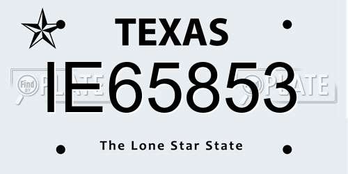 IE65853 Texas License Plate