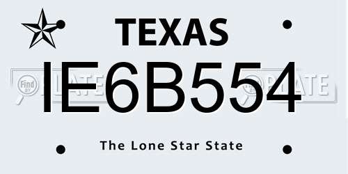 IE6B554 Texas License Plate