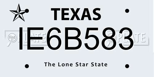 IE6B583 Texas License Plate