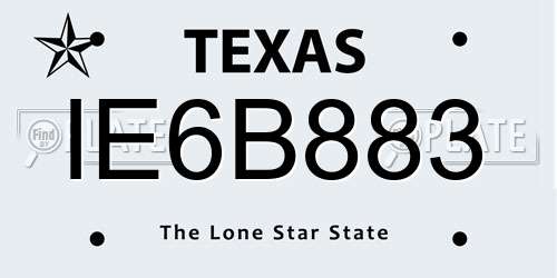 IE6B883 Texas License Plate