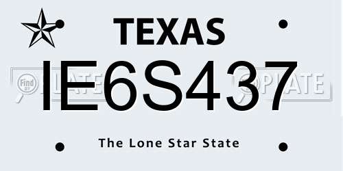 IE6S437 Texas License Plate