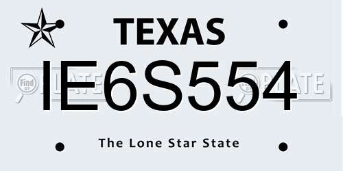 IE6S554 Texas License Plate