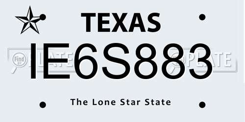 IE6S883 Texas License Plate