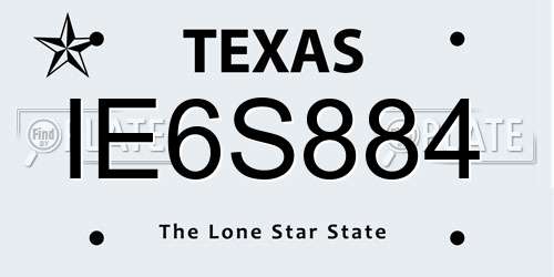 IE6S884 Texas License Plate