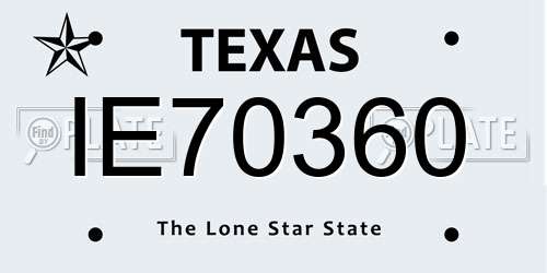 IE70360 Texas License Plate